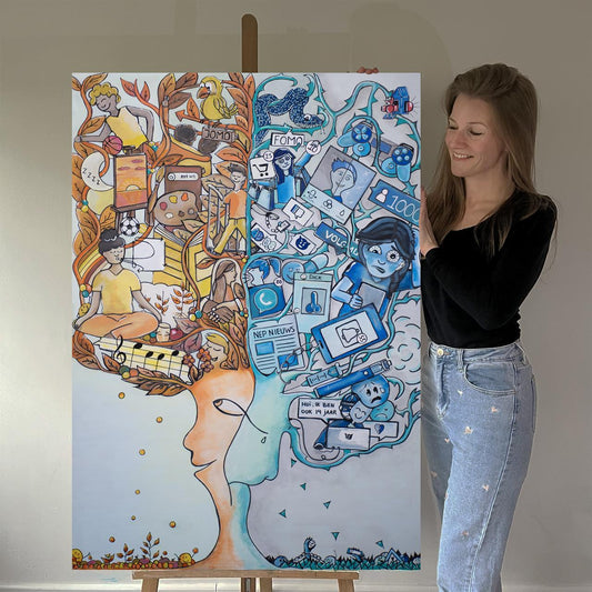 Originele schilderij -  De keuze Boom - JOMO vs FOMO