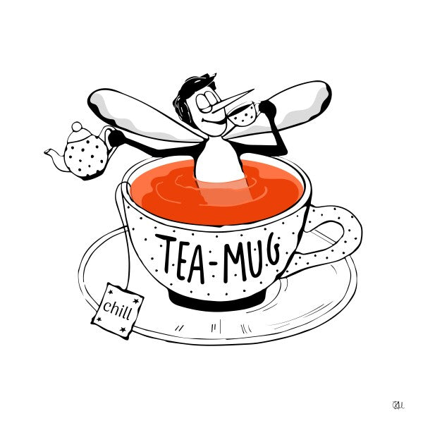 Adhesive Poster - Tea Mug – De ultieme illustratie voor échte theeleuten