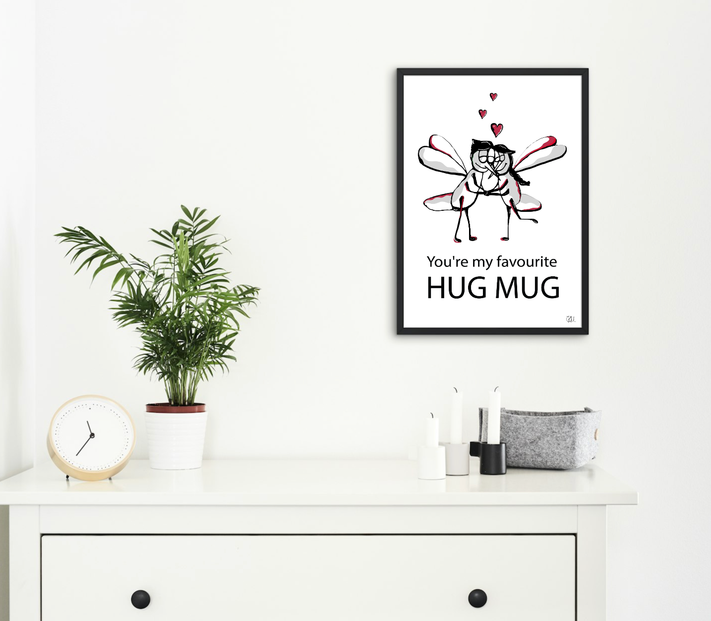 Ingelijste poster. 'You're my favourite Hug Mug'